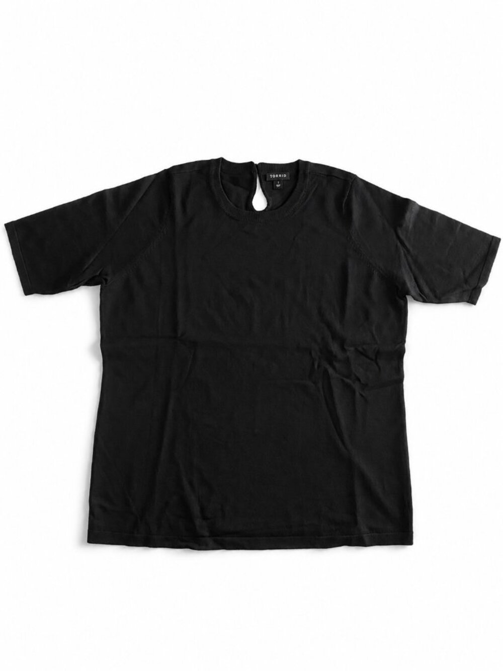 Torrid SZ 1 (14/16) Soft Black Crew Neck Short Sleeve Sweater